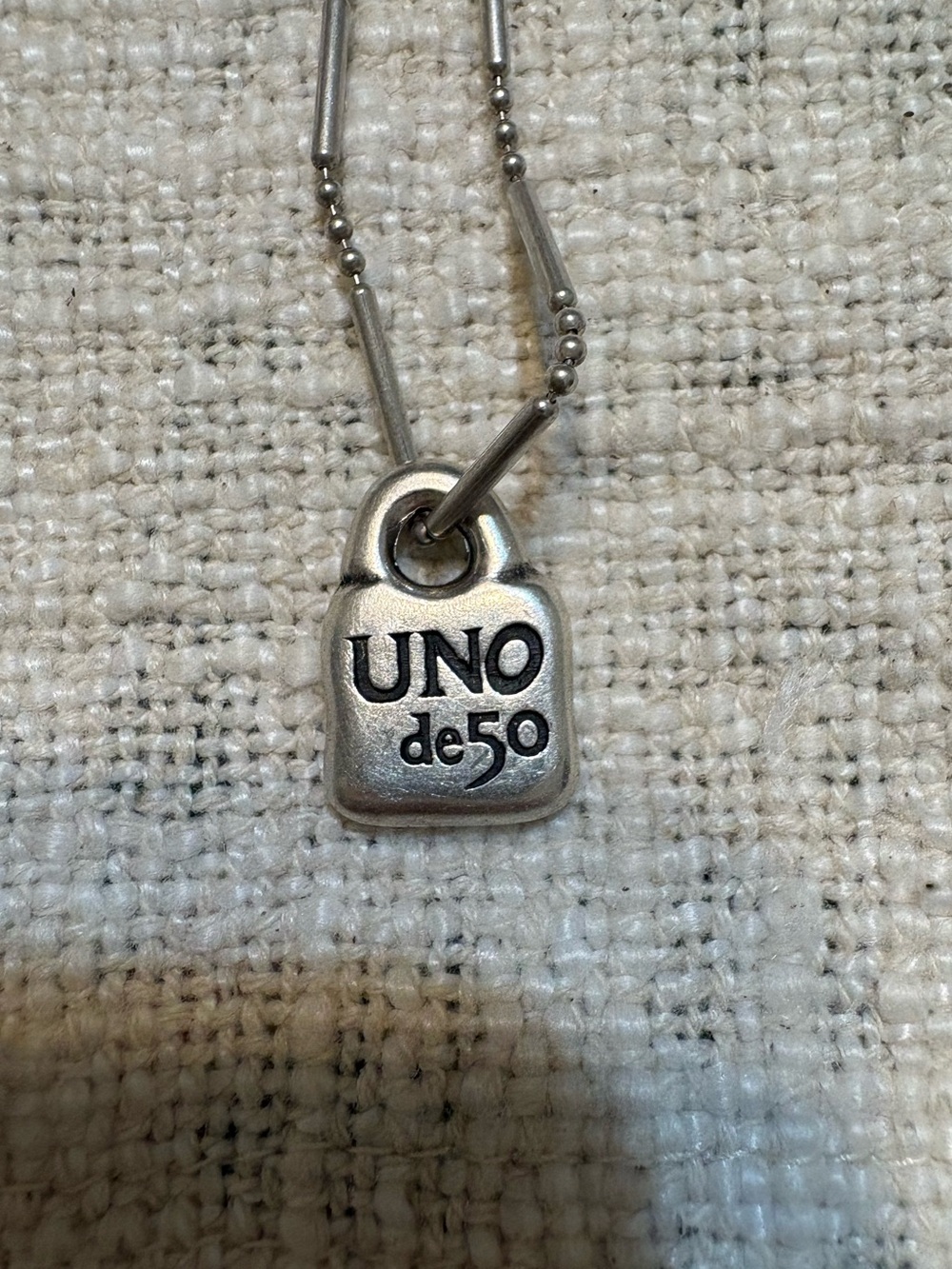 UNO de 50 Sterling Silver Padlock Pendant with sterling silver Necklace